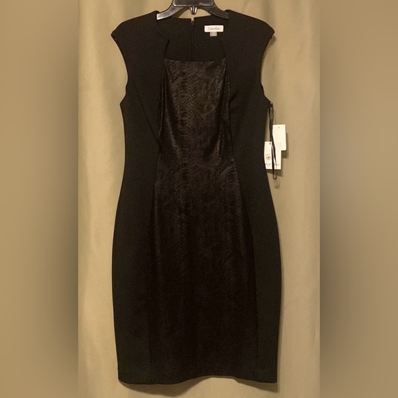 Calvin Klein Dresses & Skirts - Calvin Klein  Sleeveless Sheath Dress Snake -Print Center Black  Women’s  10 NWT
